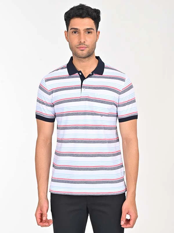 Indian Terrain Men's Half Sleeve Regular Fit Multicolor Polo T-Shirt